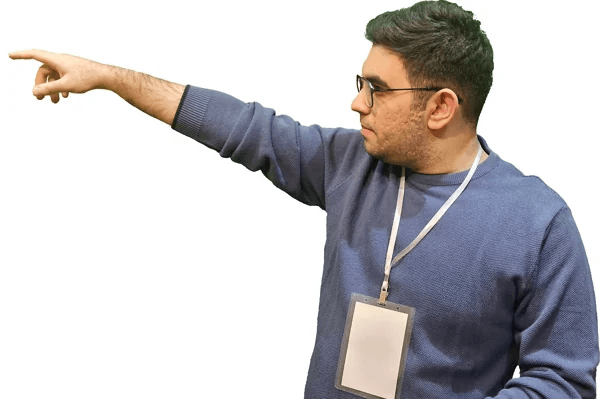 Ali pointing toward the story introduction