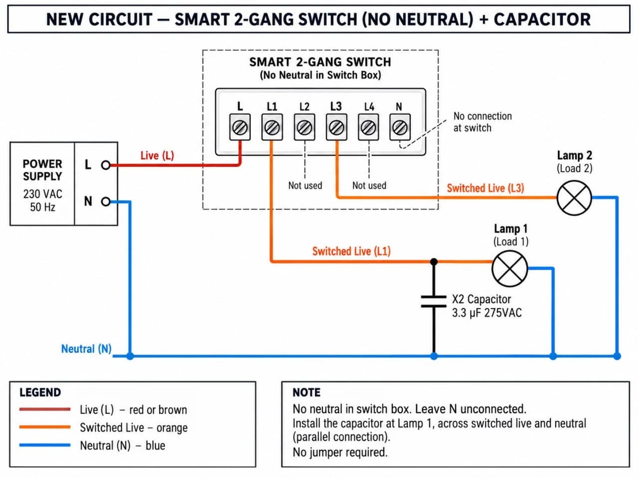 The updated smart-switch circuit