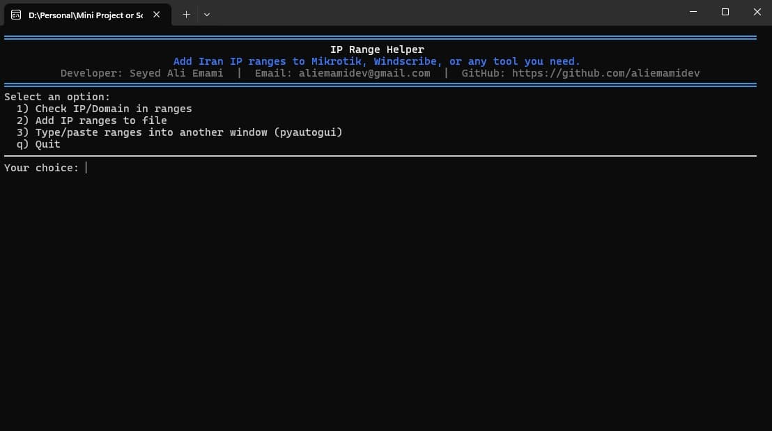 Enter All IP Iran project screenshot